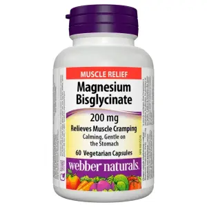 Webber Naturals Magnesium Bisglycinate (Magnesium Glycinate) 200mg, 60 Ct